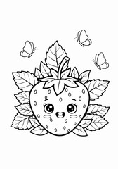 Fototapeta premium Adorable Kawaii Strawberry Character Illustration.