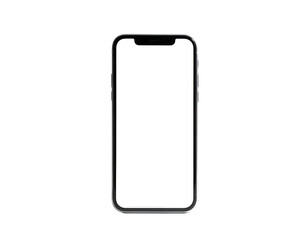 Sleek black smartphone with blank screen, isolated on a black background, showcasing its minimalist design and modern aesthetics