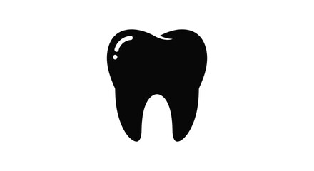 Simple black tooth design on a white background a striking silhouette