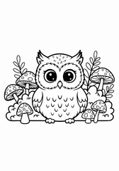 Fototapeta premium cute cartoon owl coloring page.