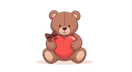 Adorable teddy bear holding a red heart, perfect for Valentine's Day, expressing love and affection