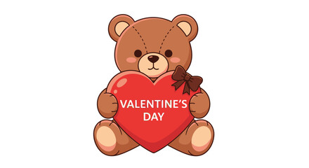 Adorable teddy bear holding Valentine's Day heart, perfect for expressing love and romantic sentiments