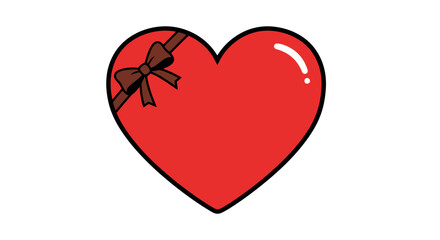 Red heart gift with brown bow symbol of love and romance, perfect for Valentine's Day cards and romantic marketing campaigns