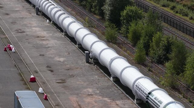 Hyperloop, test facility, vacuum train concept, futuristic transport.