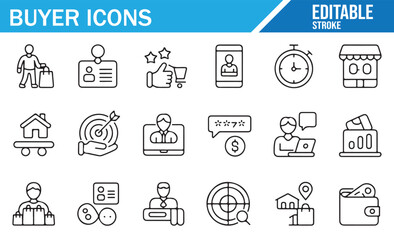 Client and Shopper Icons – Outline Vector Elements