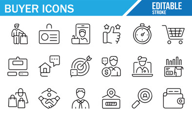Shopping and Checkout Icons – Black and White Vector Collection