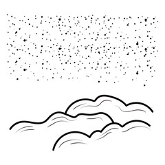 Snow is falling on rolling hills at night under a starry sky, creating a serene and magical winter wonderland scene, perfect for christmas or winter themed projects. winter wonderland scenes