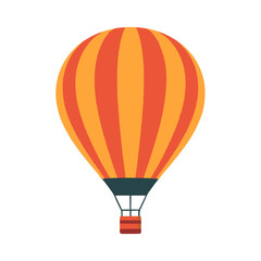 Whimsical hot air balloon illustration with vibrant stripes, perfect for adventure travel themes