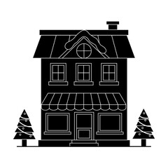 A charming illustration of a Christmas village featuring a church, various shop, house decorated with christmas trees creates a festive and cheerful winter wonderland scene. winter wonderland scenes