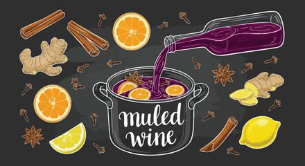 Indulge in the cozy warmth of homemade mulled wine with citrus and spice ingredients for a winter holiday celebration with friends and family