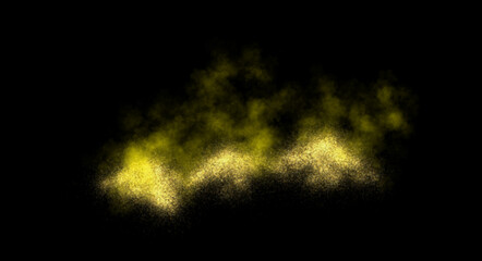 Yellow smoky sand explosion on transparent background template with glowing particles and realistic dust mockup © Nanotrillion