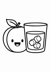 cute peach and iced drink illustration.