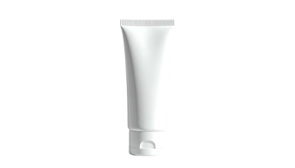 A pristine white, vertically-oriented squeeze tube with a simple, screw-on cap, isolated against a black background.  It's cylindrical with slightly curved edges