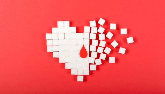 Crumbling Heart of Sugar Cubes: A Visual Metaphor for the Dangers of Excessive Sugar Intake