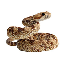 Fototapeta premium A Close-Up View of a Striking Mojave Rattlesnake, Displaying its Distinctive Pattern and Alert Posture. Isolated on transparent background, cutout 