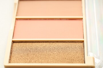 Fototapeta premium Beautiful eyeshadow palette on white background, closeup