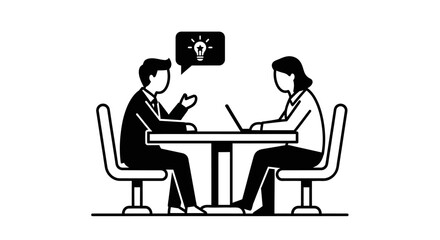 Business meeting illustration depicting idea generation and collaborative discussion between team