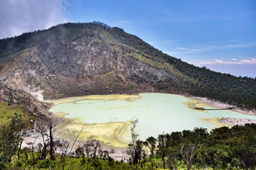 Spectacular panoramic view of Kawah Putih Lake