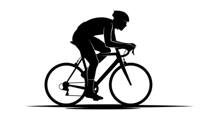 Obraz premium Silhouette of a cyclist riding a road bike against a white background illustration