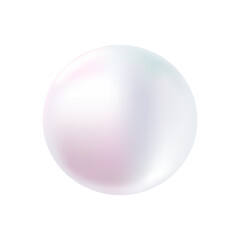 White nacre sea pearl isolated on white background. Realistic pearl bead or ball with natural reflections, 3D effect, gradient color. Vector clipart for jewel gems illustration or beauty design.