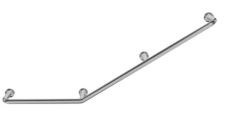 A 3D render of a polished metal handrail. This functional and accessible safety rail is ideal for architecture, building, and construction concepts.