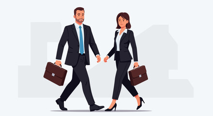 Business Professionals Walking Together: A Modern Illustration of Corporate Success and