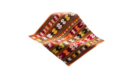Handmade andean blanket with traditional pattern isolated on transparent background