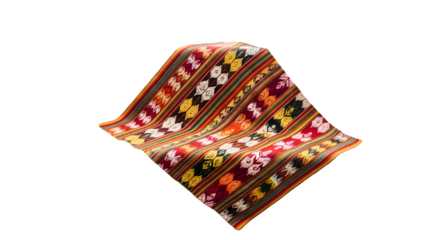 Handmade andean blanket with traditional pattern isolated on transparent background