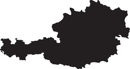 Obraz premium Black silhouette map of austria country outline for geographic and travel content