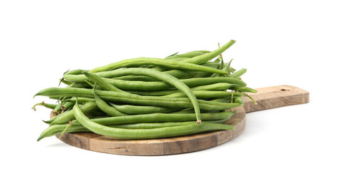 Fresh green bean pods isolated on white
