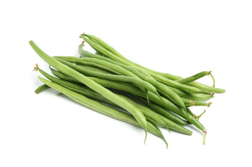 Fresh green bean pods isolated on white