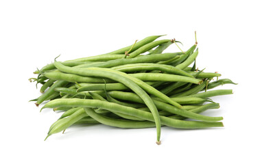 Fresh green bean pods isolated on white