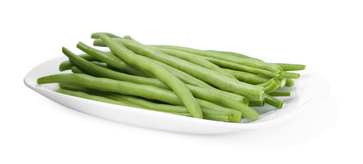 Fresh green bean pods isolated on white