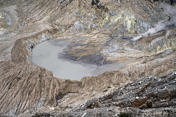 Tangkuban Parahu Crater and its sulfurous fumaroles