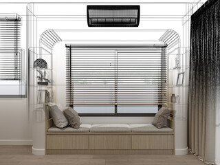 modern living room interior design, 3d rendering