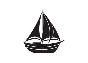 Simple Black and White Sailboat Icon: Nautical, Minimalist, Vector Graphic Illustration.
