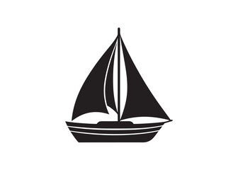 Simple Black and White Sailboat Icon: Nautical, Minimalist, Vector Graphic Illustration.