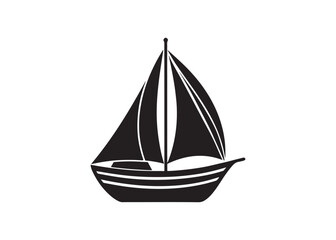 Simple Black and White Sailboat Icon: Nautical, Minimalist, Vector Graphic Illustration.