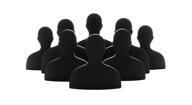 Isolated crowd silhouette of abstract figures, group of generic people for social concept