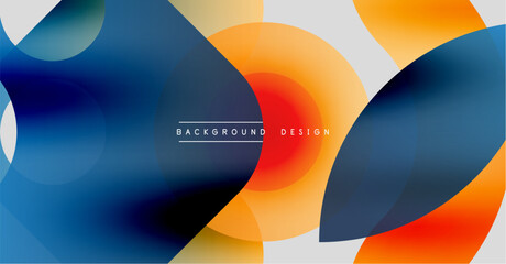 Obraz premium Abstract fluid shapes overlap, creating vibrant color gradients. Blue, orange hues dominate design, modern aesthetic.