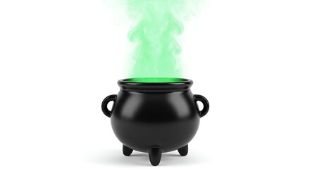 Mysterious bubbling cauldron with vibrant green smoke emanating, symbolizing magic, alchemy, and mystical concoctions, perfect for spellbinding themes and fantasy narratives