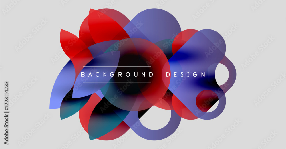 Aufkleber abstract colorful shapes overlap, creating dynamic visual effect. background features red, blue hues