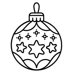 Obraz premium christmas ball ,hand drawn illustration outline isolated on white background