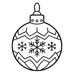 Obraz premium christmas ball ,hand drawn illustration outline isolated on white background