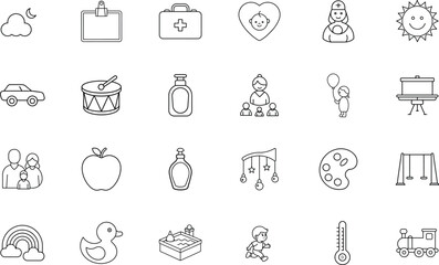 Child Care Outline Icon Vector for Parenting Concept