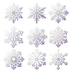 Set of snowflake ornaments with gradient S5