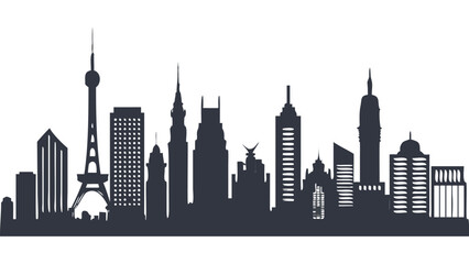 Naklejka premium Stunning cityscape silhouette featuring iconic architecture, perfect for travel blogs, urban planning, or modern design projects, originally a vector file