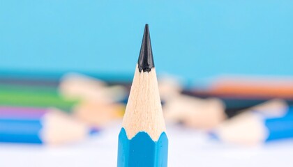 Close-up of a blue pencil point