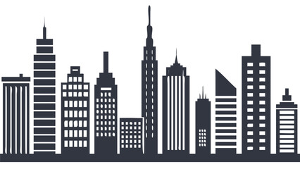 Obraz premium Dynamic modern city skyline silhouette with soaring skyscrapers, perfect for urban development projects, architectural designs, and vibrant cityscapes, originally vector