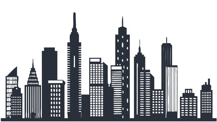 Fototapeta premium Dynamic cityscape silhouette, perfect for modern design projects, offering a sleek urban vibe, ideal for architectural visualizations and stylish metropolitan concepts